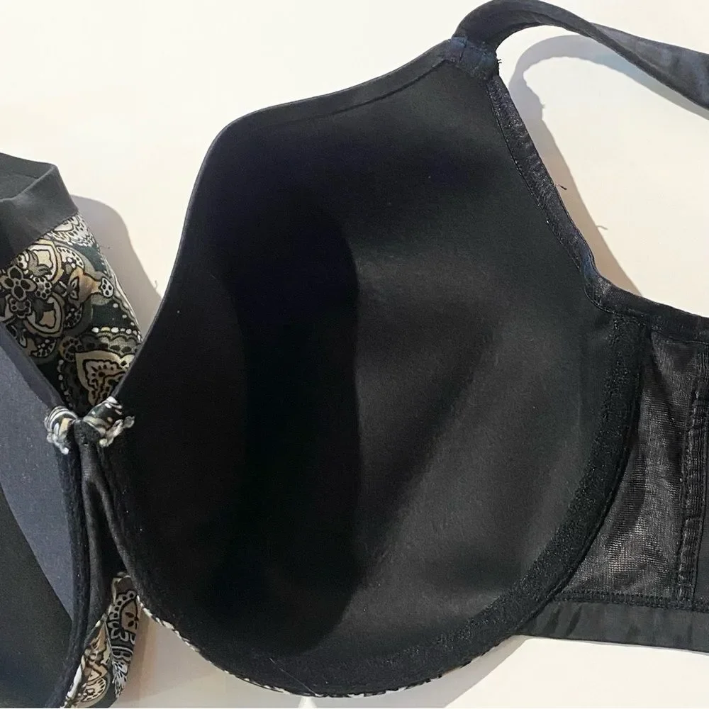 Cacique Black & White Paisley Adjustable Underwire Padded Bra Women's Size 38DDD